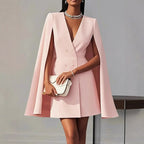 Katherine - Women's Cape Sleeve Blazer Mini Dress