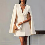 Katherine - Women's Cape Sleeve Blazer Mini Dress