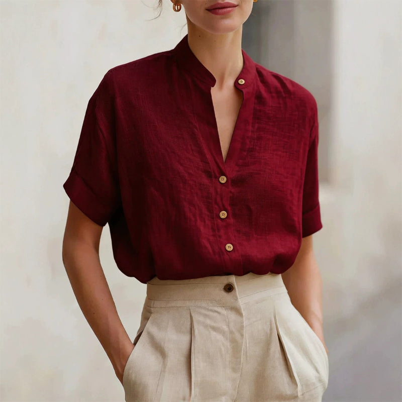 Kaylee - Women’s Short Sleeve Button Blouse