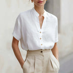 Kaylee - Women’s Short Sleeve Button Blouse