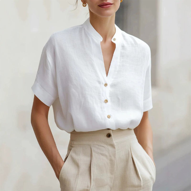 Kaylee - Women’s Short Sleeve Button Blouse