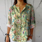 Lauren - Women's Colorful Floral Button Front Casual Blouse