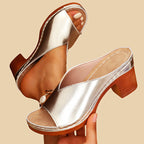 Leah - Women’s Open-Toe Block Heel Mule Sandals