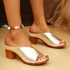 Leah - Women’s Open-Toe Block Heel Mule Sandals
