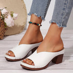 Leah - Women’s Open-Toe Block Heel Mule Sandals