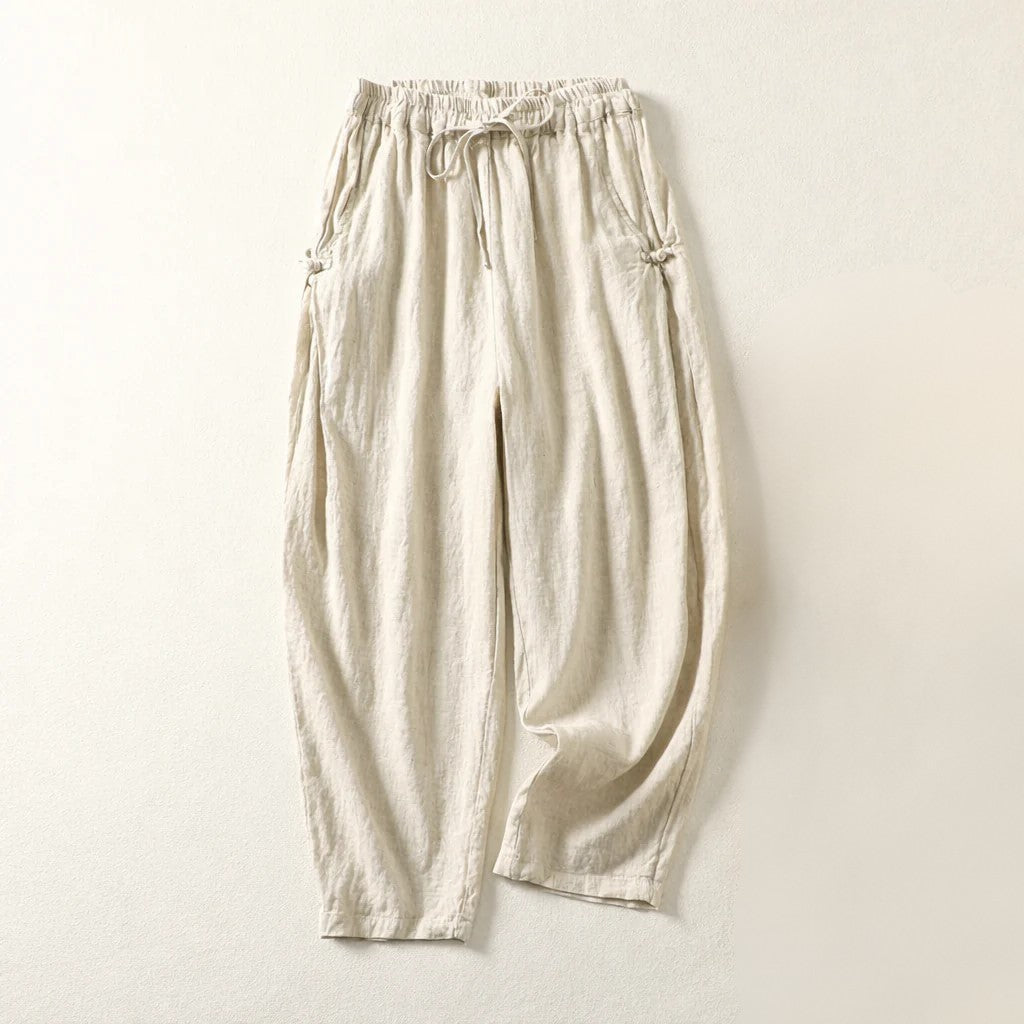 Lily - Women’s Linen Drawstring Wide Leg Pants