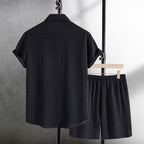 Logan - Men's Textured Short Sleeve Shirt And Shorts Set