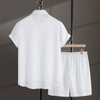 Logan - Men's Textured Short Sleeve Shirt And Shorts Set