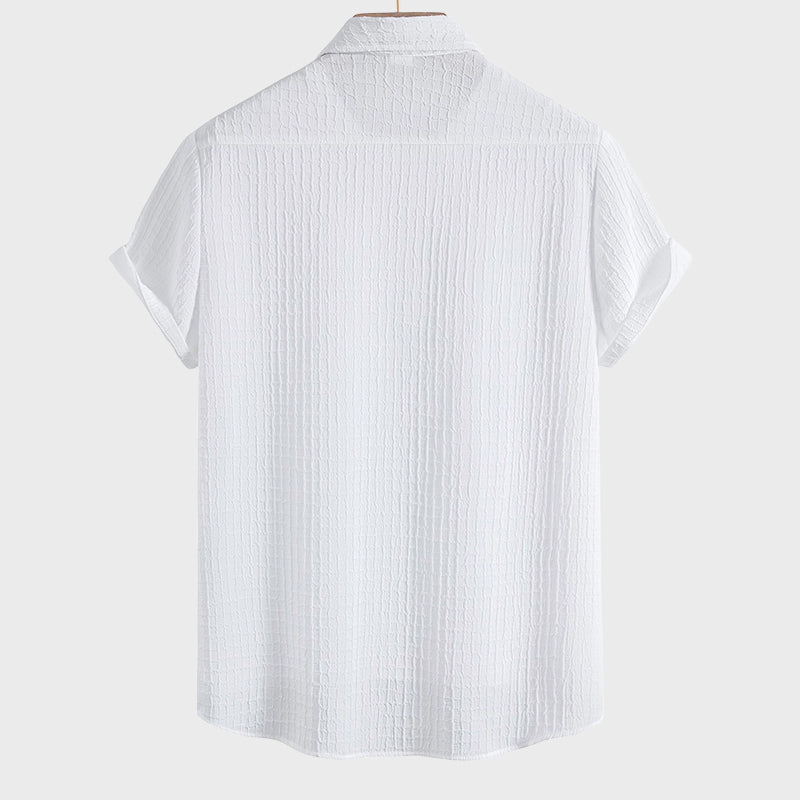 Logan - Men's Textured Short Sleeve Shirt And Shorts Set