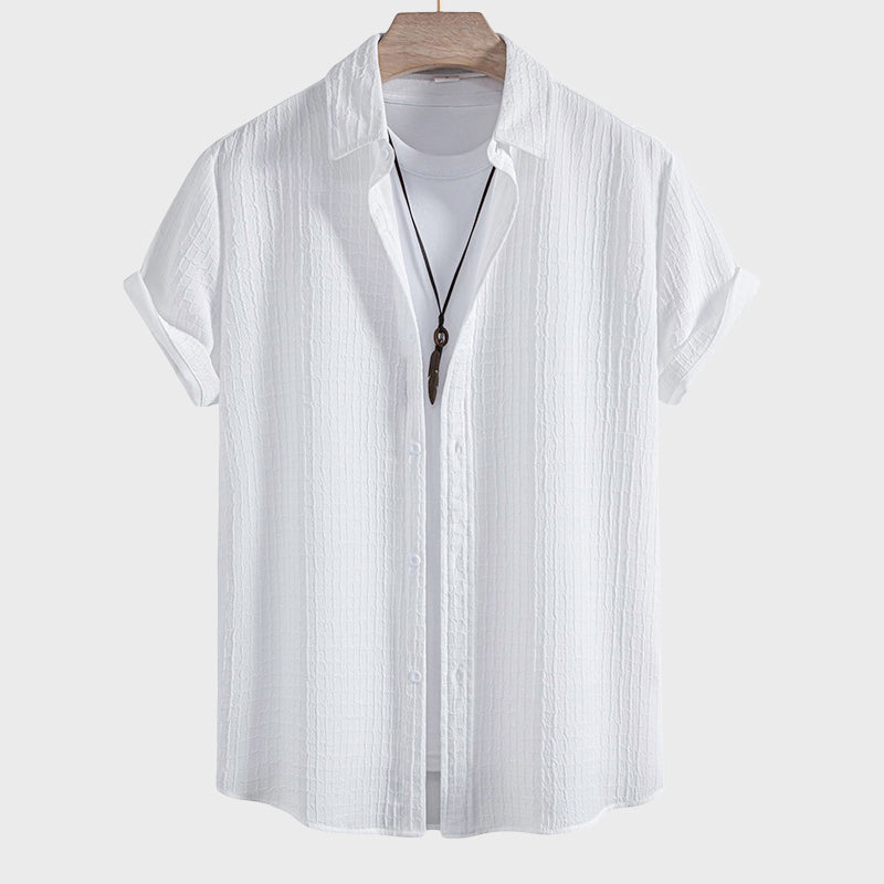 Logan - Men's Textured Short Sleeve Shirt And Shorts Set