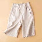 Lucia - Linen Knee-Length Shorts with Pockets