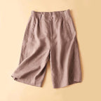 Lucia - Linen Knee-Length Shorts with Pockets