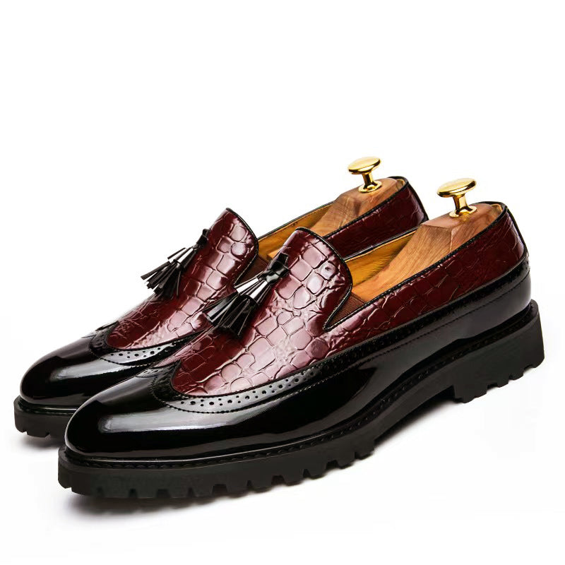Luke - Croc Embossed Tassel Loafers with Chunky Sole