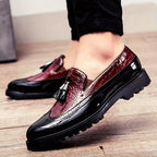 Luke - Croc Embossed Tassel Loafers with Chunky Sole