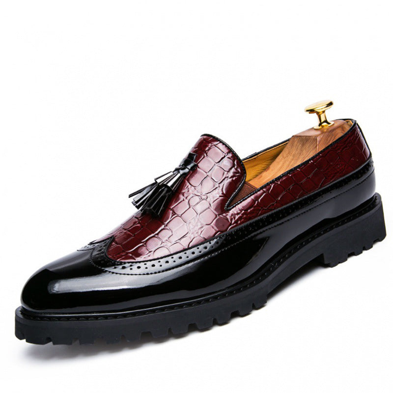 Luke - Croc Embossed Tassel Loafers with Chunky Sole