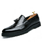 Luke - Croc Embossed Tassel Loafers with Chunky Sole