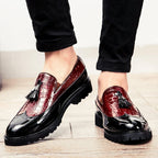 Luke - Croc Embossed Tassel Loafers with Chunky Sole