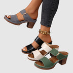 Luna - Women’s Quilted Strap Block Heel Sandals
