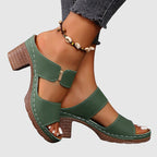 Luna - Women’s Quilted Strap Block Heel Sandals