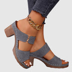 Luna - Women’s Quilted Strap Block Heel Sandals
