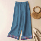Lydia - Boho Embroidered Wide-Leg Drawstring Pants