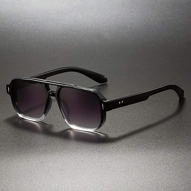 Lyricx - Geometric Frame Double Bridge Sunglasses