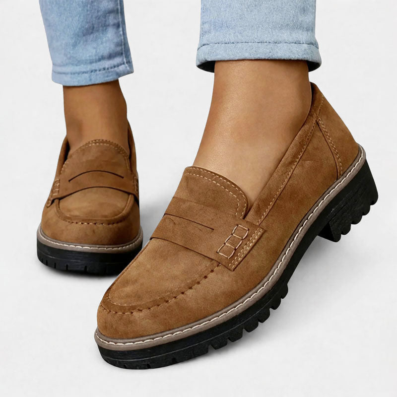 Macy - Women's Suede Slip On Chunky Sole Loafers