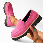 Macy - Women's Suede Slip On Chunky Sole Loafers