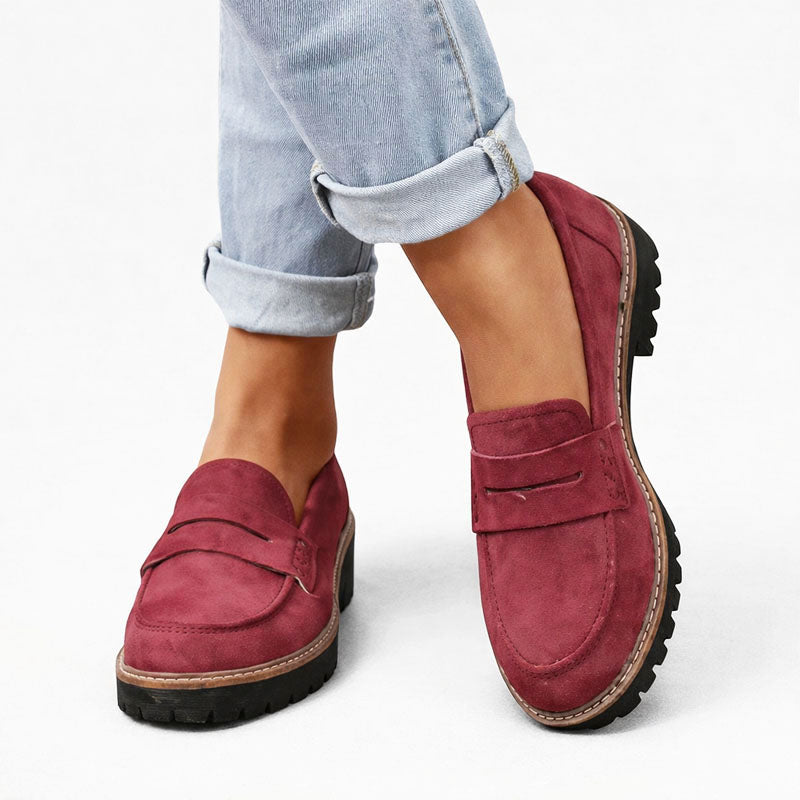 Macy - Women's Suede Slip On Chunky Sole Loafers