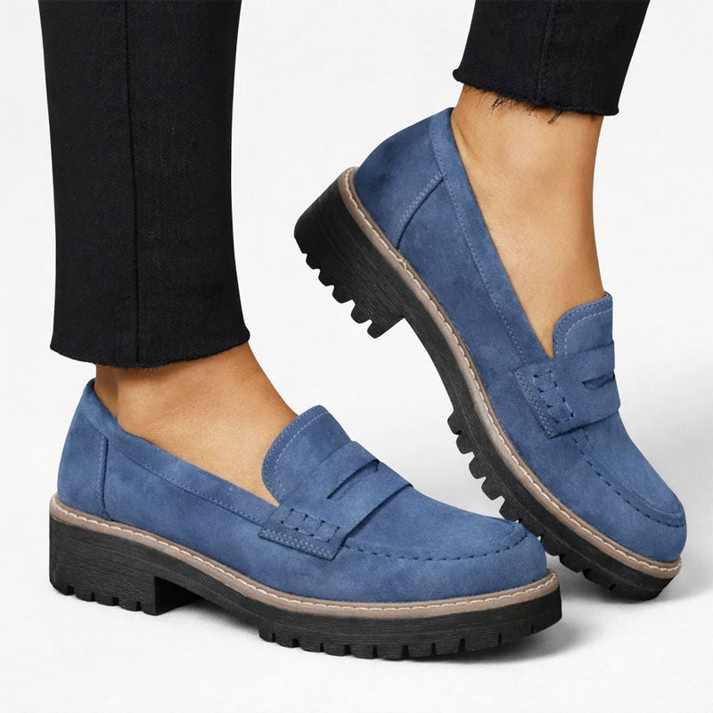 Macy - Women's Suede Slip On Chunky Sole Loafers