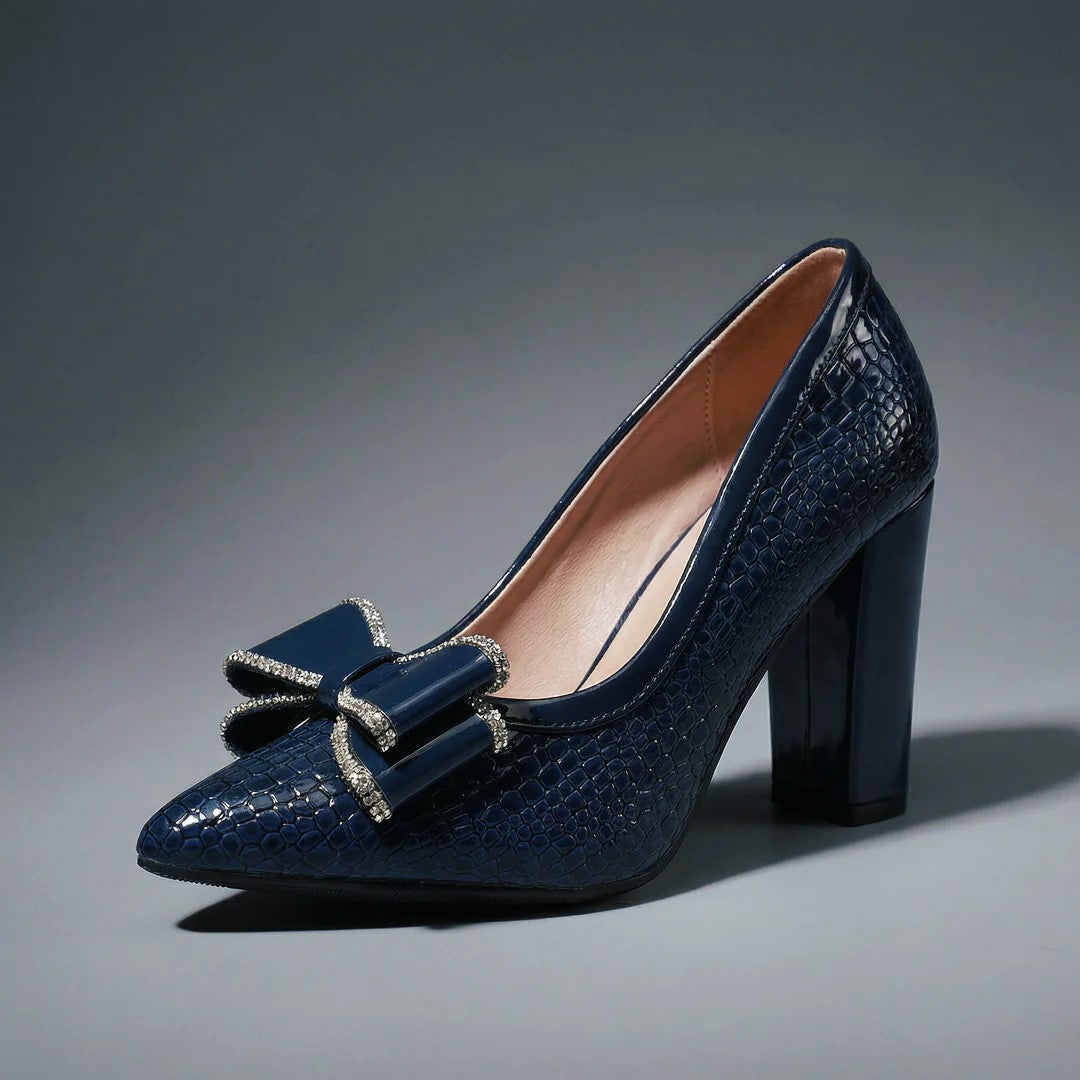 Madison - Women’s Textured Bow Block Heel Pumps