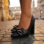 Madison - Women’s Textured Bow Block Heel Pumps