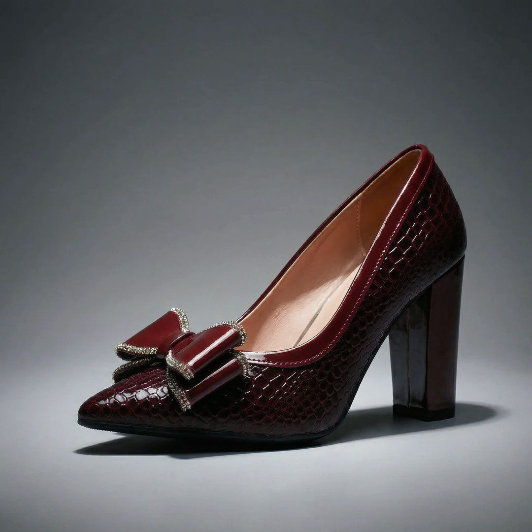Madison - Women’s Textured Bow Block Heel Pumps
