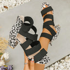 Madison - Women's Elastic Strap Leopard Heel Sandals