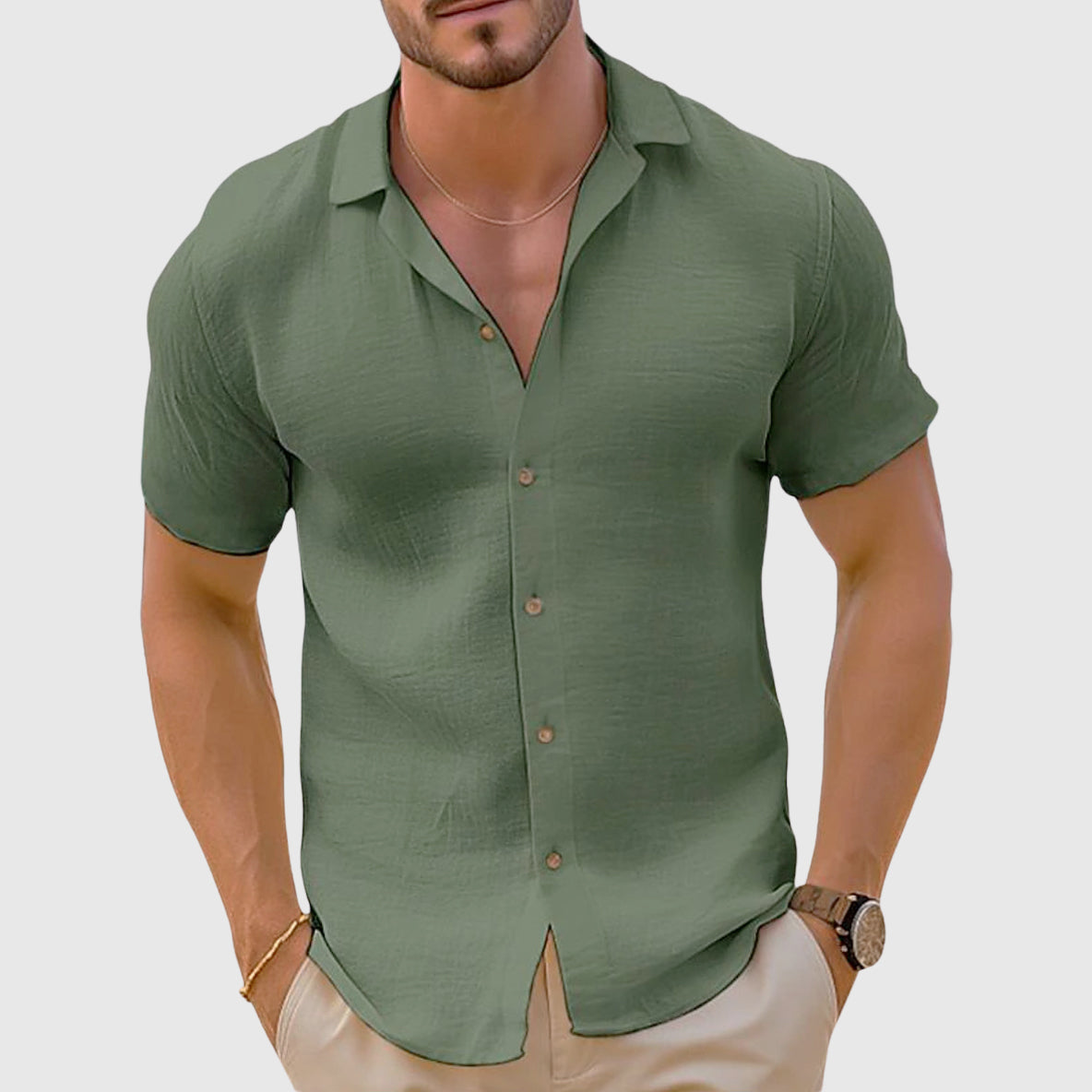 Marco - Men's Lightweight Short Sleeve Button-Up Shirt