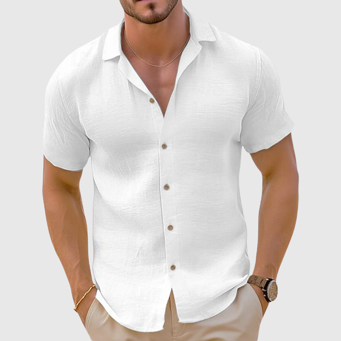 Marco - Men's Lightweight Short Sleeve Button-Up Shirt