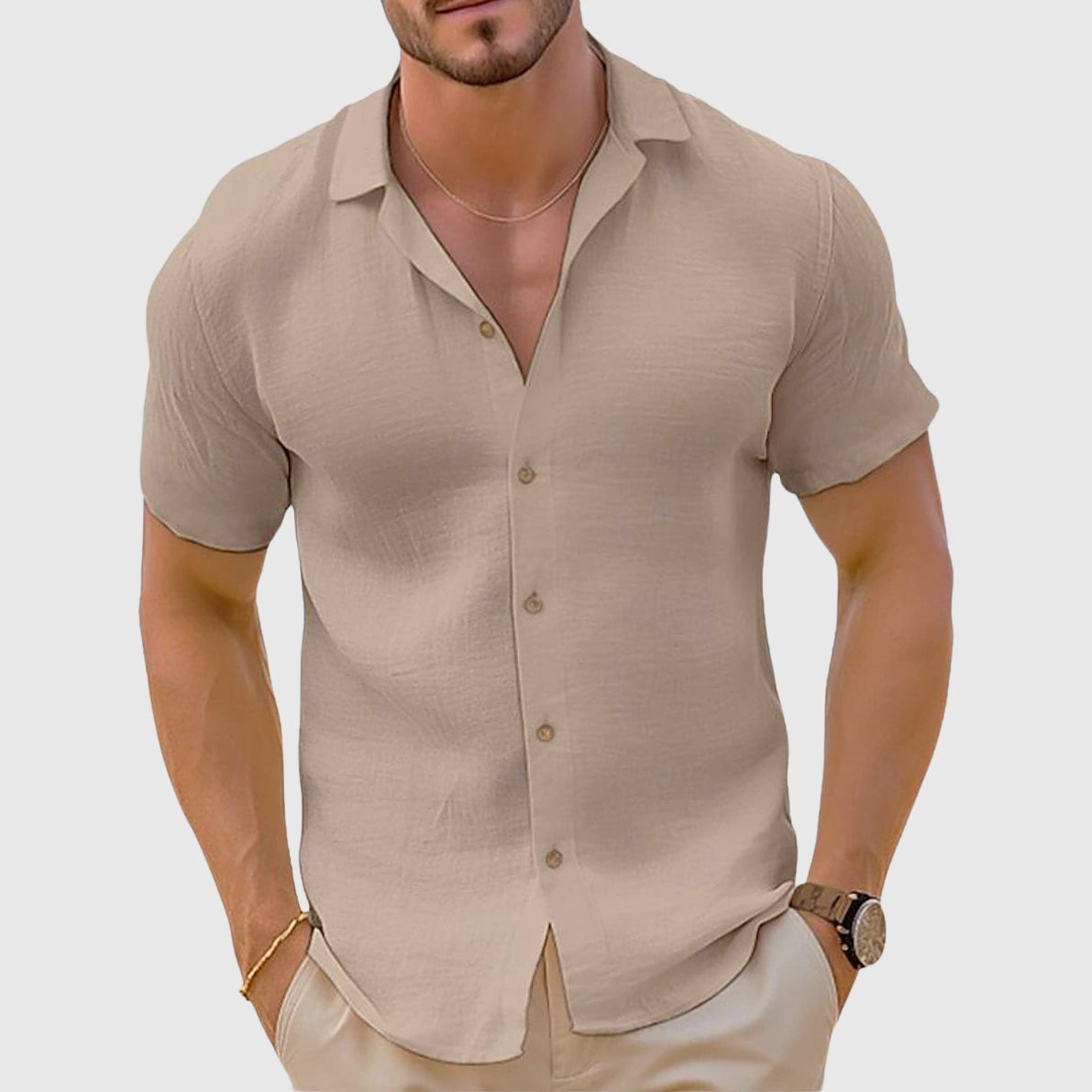 Marco - Men's Lightweight Short Sleeve Button-Up Shirt