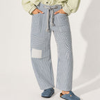 Margaret - Women’s Striped Patchwork Wide-Leg Pants
