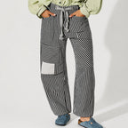 Margaret - Women’s Striped Patchwork Wide-Leg Pants