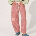 Margaret - Women’s Striped Patchwork Wide-Leg Pants
