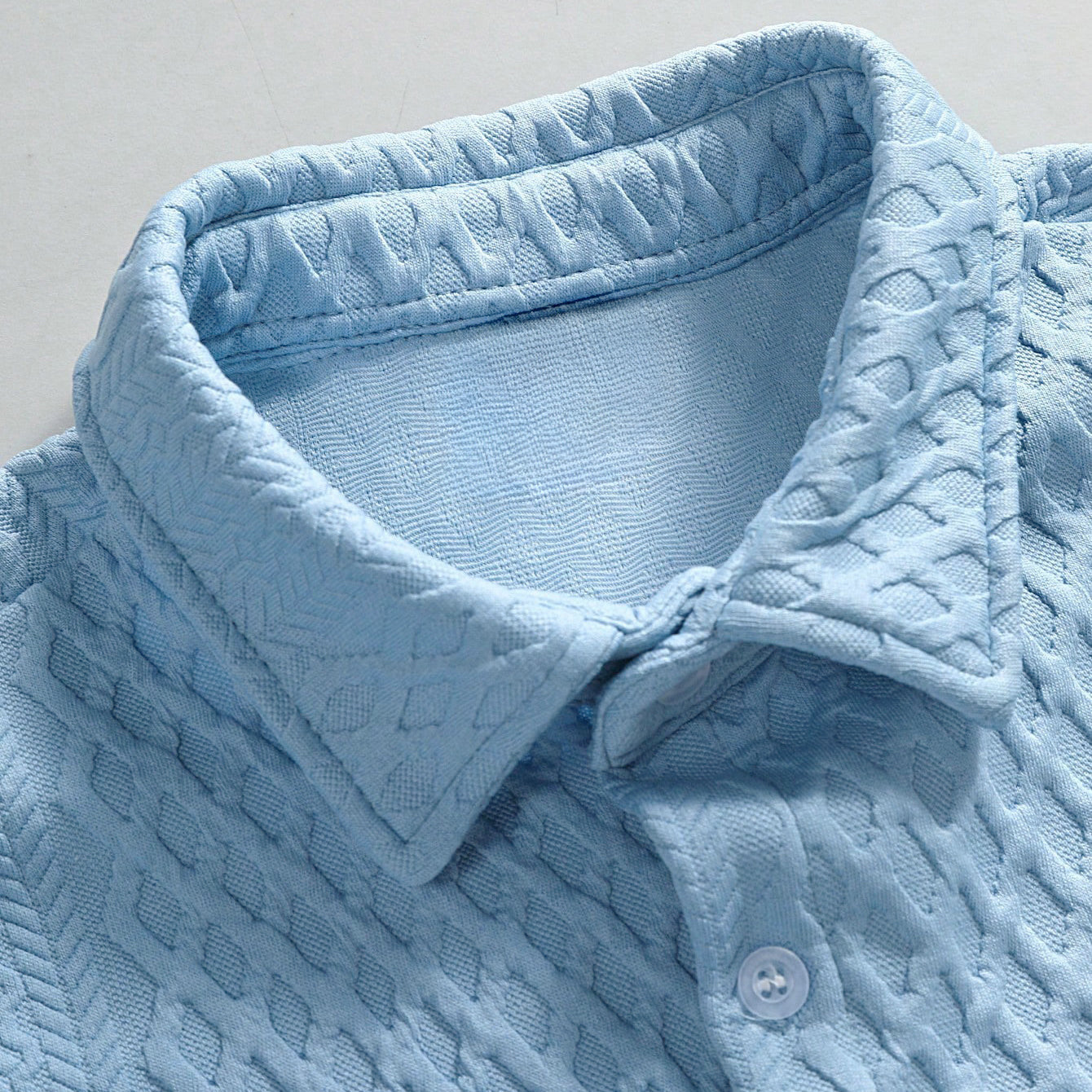 Mason - Men's Casual Textured Short Sleeve Shirt And Shorts Set