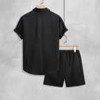 Mason - Men's Casual Textured Short Sleeve Shirt And Shorts Set
