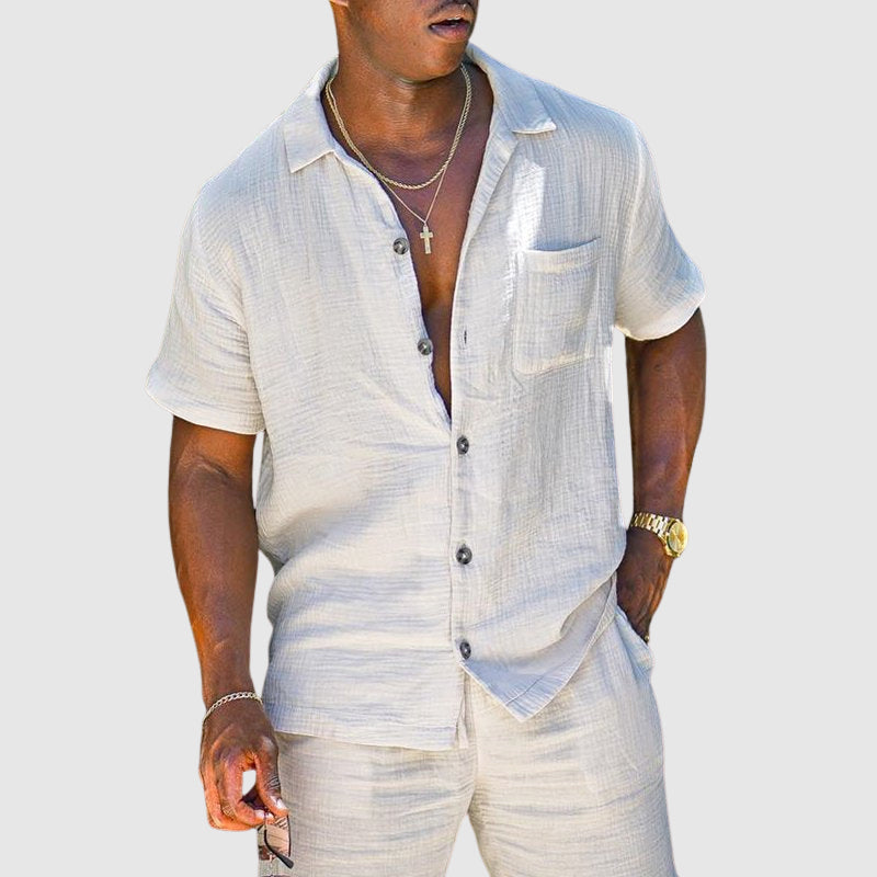 Matthew - Men’s Casual Button-Down Cotton Set