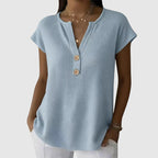 Megan - Women’s Waffle Knit Button Front Top