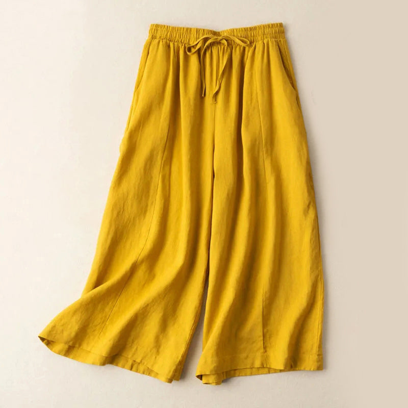 Millie - Linen Wide-Leg Pants with Drawstring Waist