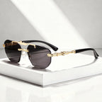 Noctyra - Rimless Angular Sunglasses with Metal Detail Arms