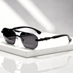 Noctyra - Rimless Angular Sunglasses with Metal Detail Arms