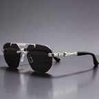 Noctyra - Rimless Angular Sunglasses with Metal Detail Arms