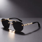 Noctyra - Rimless Angular Sunglasses with Metal Detail Arms