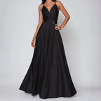 Norah - Women’s Satin Maxi Dress for Wedding Guests with Side Slit
